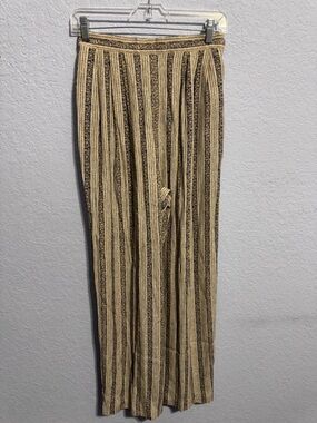 Talbots Vintage Beige and Navy Striped High Rise Wide-Leg Palazzo Pants
